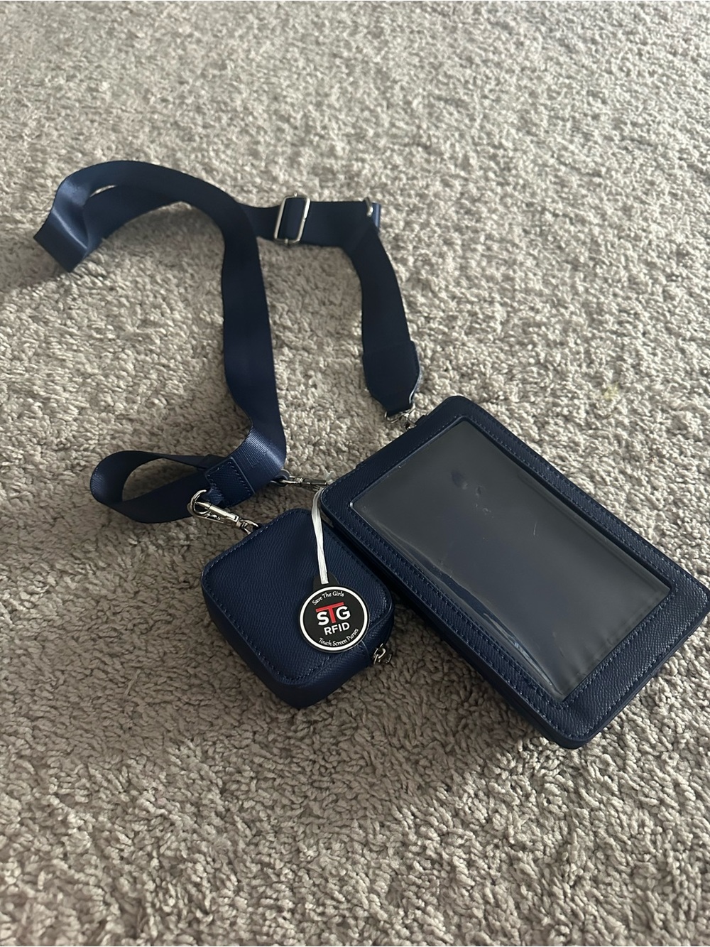 Navy Crossbody ID Wallet with RFID Protection